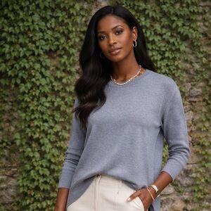 JOY LAB Blue-Gray High/Low French Terry Sweatshirt, S